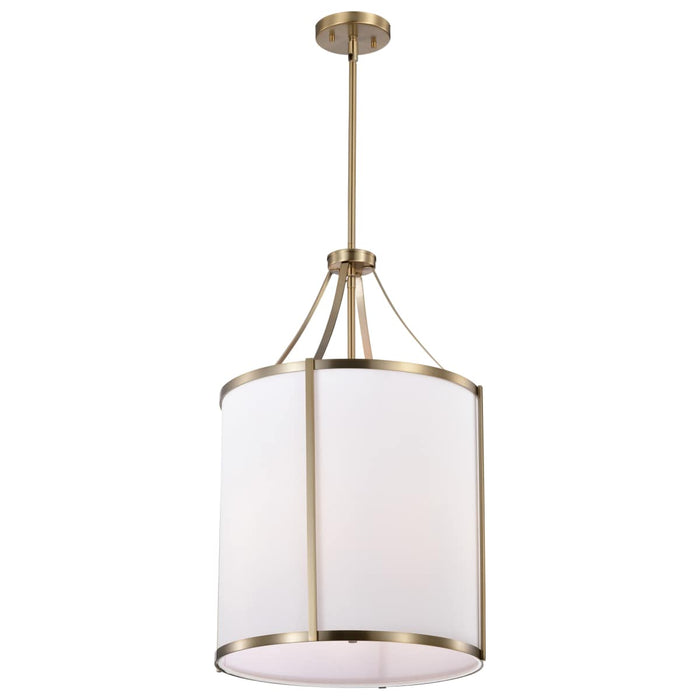 Pendant Nuvo 60-7962 Easton 3 Light Pendant - Burnished Brass Finish - White Linen Shade Nuvo