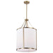 Pendant Nuvo 60-7962 Easton 3 Light Pendant - Burnished Brass Finish - White Linen Shade Nuvo