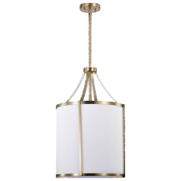 Pendant Nuvo 60-7962 Easton 3 Light Pendant - Burnished Brass Finish - White Linen Shade Nuvo
