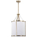 Pendant Nuvo 60-7962 Easton 3 Light Pendant - Burnished Brass Finish - White Linen Shade Nuvo