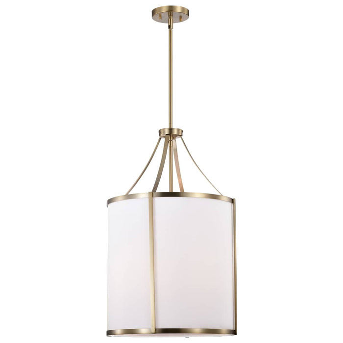 Pendant Nuvo 60-7962 Easton 3 Light Pendant - Burnished Brass Finish - White Linen Shade Nuvo