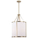 Pendant Nuvo 60-7962 Easton 3 Light Pendant - Burnished Brass Finish - White Linen Shade Nuvo