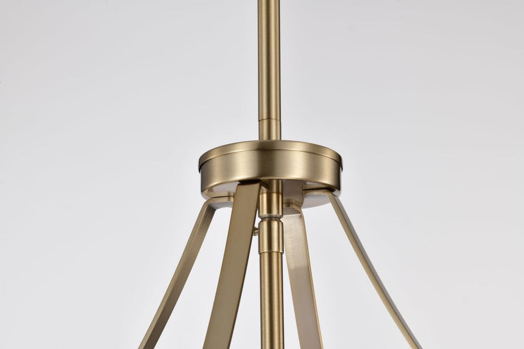 Pendant Nuvo 60-7962 Easton 3 Light Pendant - Burnished Brass Finish - White Linen Shade Nuvo