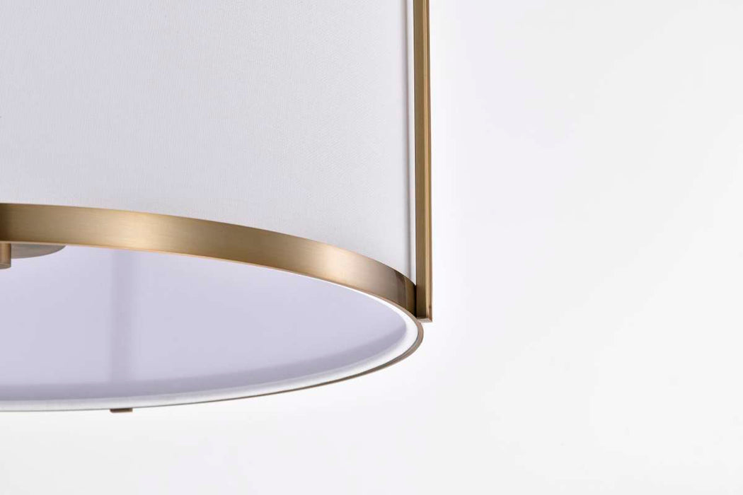 Pendant Nuvo 60-7962 Easton 3 Light Pendant - Burnished Brass Finish - White Linen Shade Nuvo