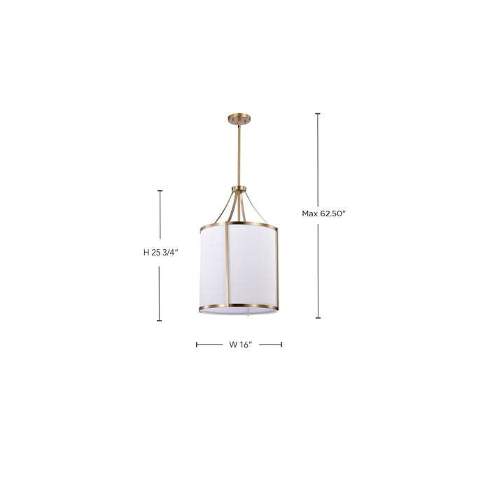 Pendant Nuvo 60-7962 Easton 3 Light Pendant - Burnished Brass Finish - White Linen Shade Nuvo