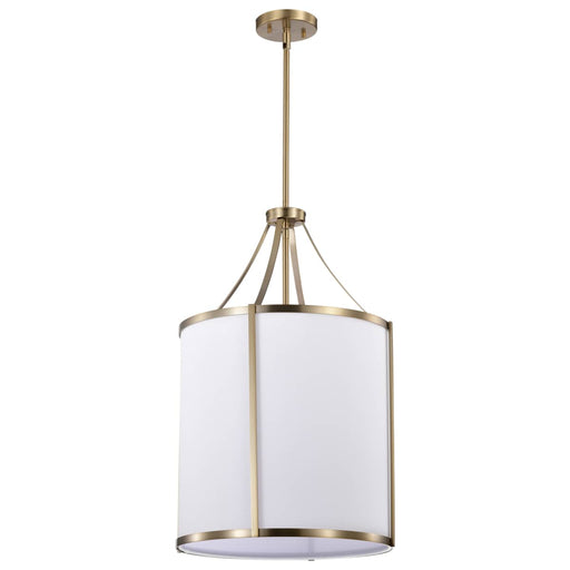 Pendant Nuvo 60-7962 Easton 3 Light Pendant - Burnished Brass Finish - White Linen Shade Nuvo
