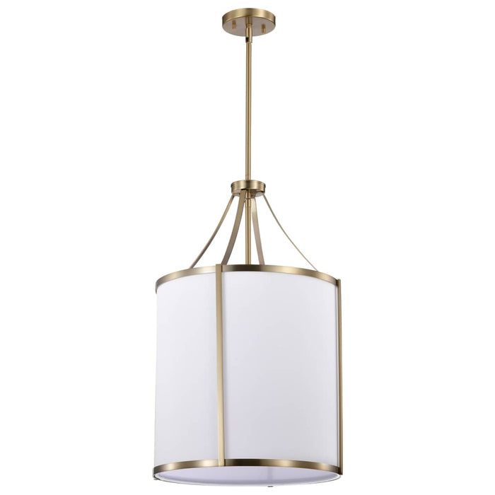 Pendant Nuvo 60-7962 Easton 3 Light Pendant - Burnished Brass Finish - White Linen Shade Nuvo