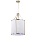 Pendant Nuvo 60-7962 Easton 3 Light Pendant - Burnished Brass Finish - White Linen Shade Nuvo