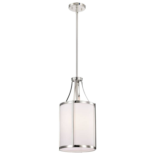 Pendant Nuvo 60-7971 Easton 1 Light Pendant - Polished Nickel Finish - White Linen Shade Nuvo