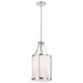 Pendant Nuvo 60-7971 Easton 1 Light Pendant - Polished Nickel Finish - White Linen Shade Nuvo