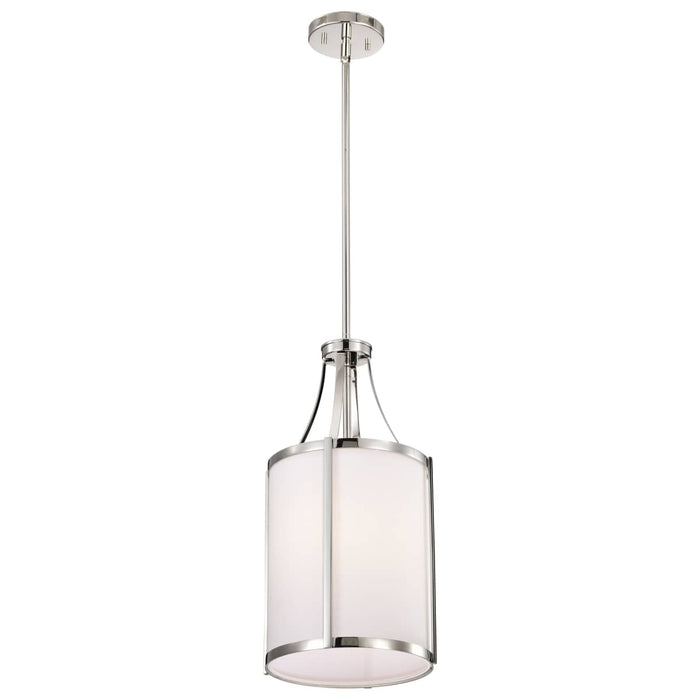 Pendant Nuvo 60-7971 Easton 1 Light Pendant - Polished Nickel Finish - White Linen Shade Nuvo