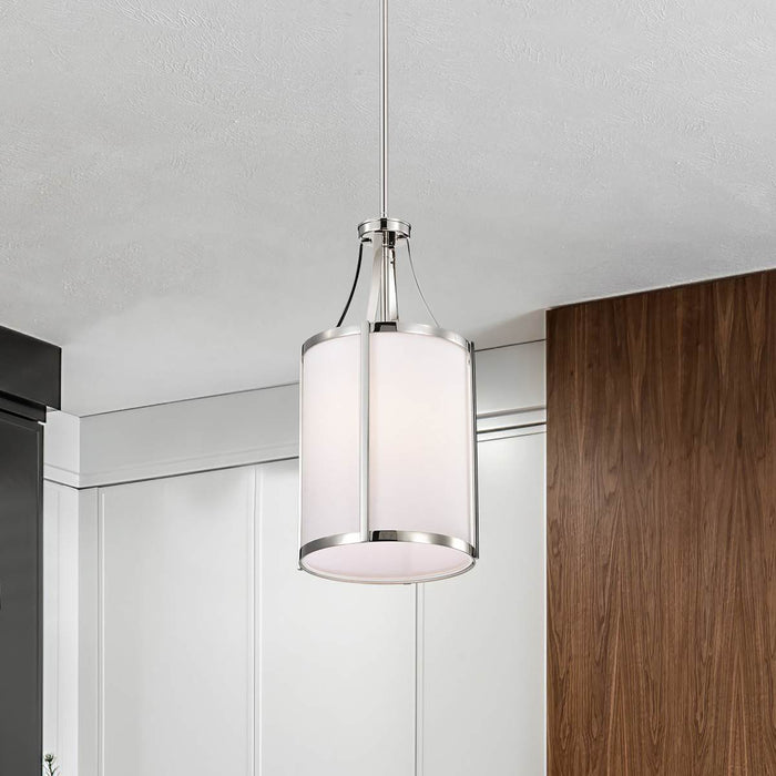 Pendant Nuvo 60-7971 Easton 1 Light Pendant - Polished Nickel Finish - White Linen Shade Nuvo