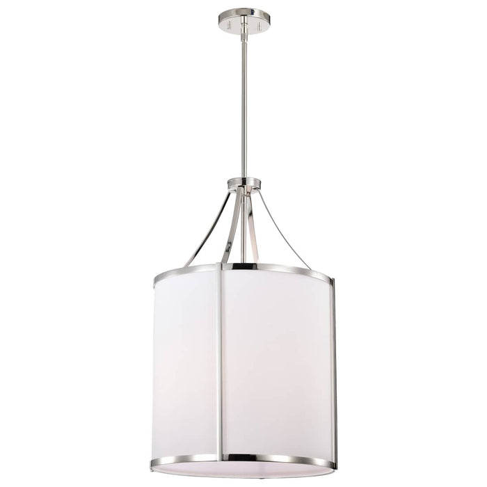 Pendant Nuvo 60-7972 Easton 3 Light Pendant - Polished Nickel Finish - White Linen Shade Nuvo