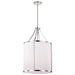 Pendant Nuvo 60-7972 Easton 3 Light Pendant - Polished Nickel Finish - White Linen Shade Nuvo