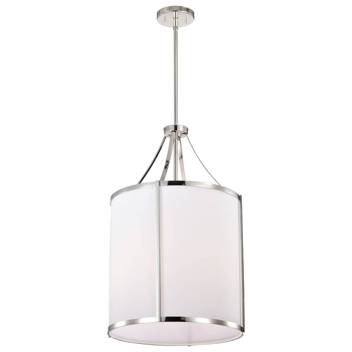Pendant Nuvo 60-7972 Easton 3 Light Pendant - Polished Nickel Finish - White Linen Shade Nuvo
