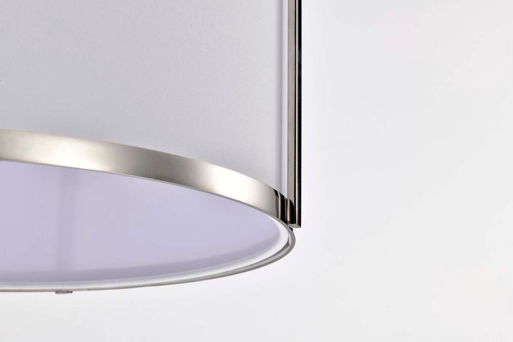Pendant Nuvo 60-7972 Easton 3 Light Pendant - Polished Nickel Finish - White Linen Shade Nuvo