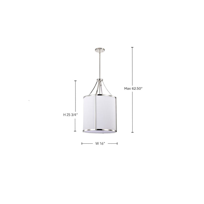 Pendant Nuvo 60-7972 Easton 3 Light Pendant - Polished Nickel Finish - White Linen Shade Nuvo