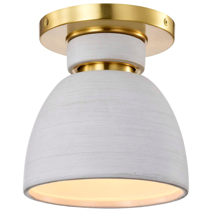 Flush Mount Nuvo 60-8001 Collins - 8 Inch Flush Mount - Ceramic with Gold Accents - Brushed Brass Finish Nuvo