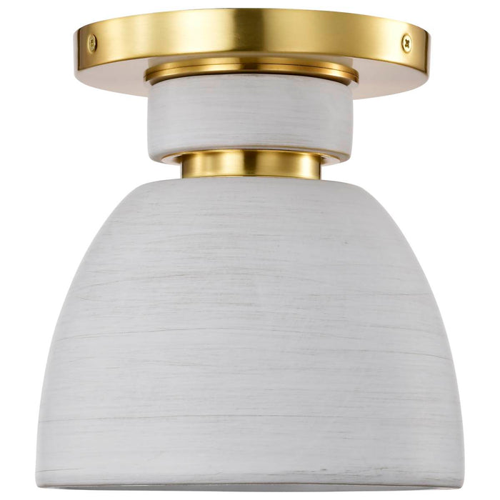 Flush Mount Nuvo 60-8001 Collins - 8 Inch Flush Mount - Ceramic with Gold Accents - Brushed Brass Finish Nuvo