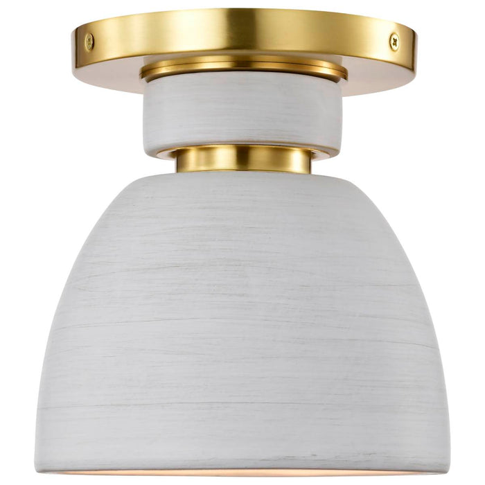 Flush Mount Nuvo 60-8001 Collins - 8 Inch Flush Mount - Ceramic with Gold Accents - Brushed Brass Finish Nuvo
