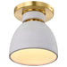Flush Mount Nuvo 60-8001 Collins - 8 Inch Flush Mount - Ceramic with Gold Accents - Brushed Brass Finish Nuvo