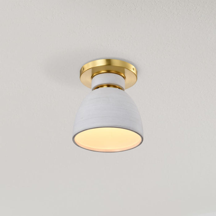 Flush Mount Nuvo 60-8001 Collins - 8 Inch Flush Mount - Ceramic with Gold Accents - Brushed Brass Finish Nuvo