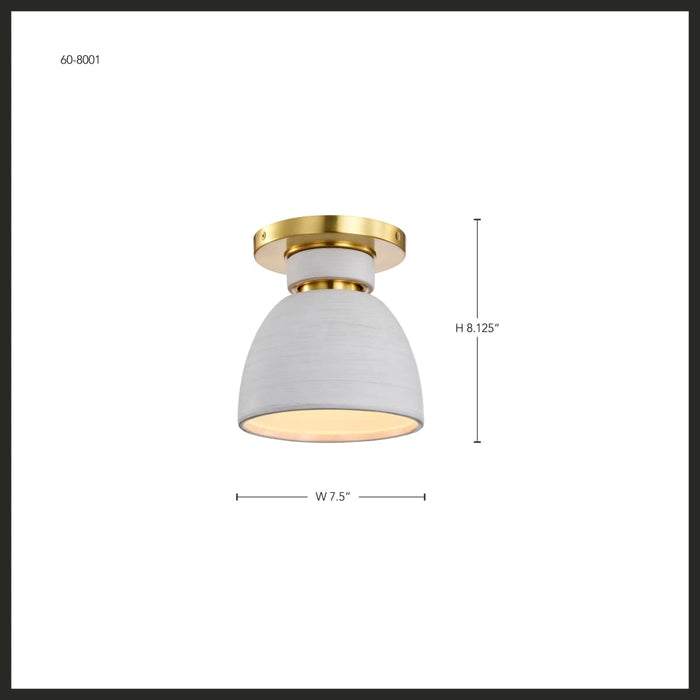 Flush Mount Nuvo 60-8001 Collins - 8 Inch Flush Mount - Ceramic with Gold Accents - Brushed Brass Finish Nuvo