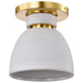 Flush Mount Nuvo 60-8001 Collins - 8 Inch Flush Mount - Ceramic with Gold Accents - Brushed Brass Finish Nuvo