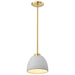 Mini Pendant Nuvo 60-8002 Collins - 8 Inch Mini Pendant - Ceramic with Gold Accents - Brushed Brass Finish Nuvo