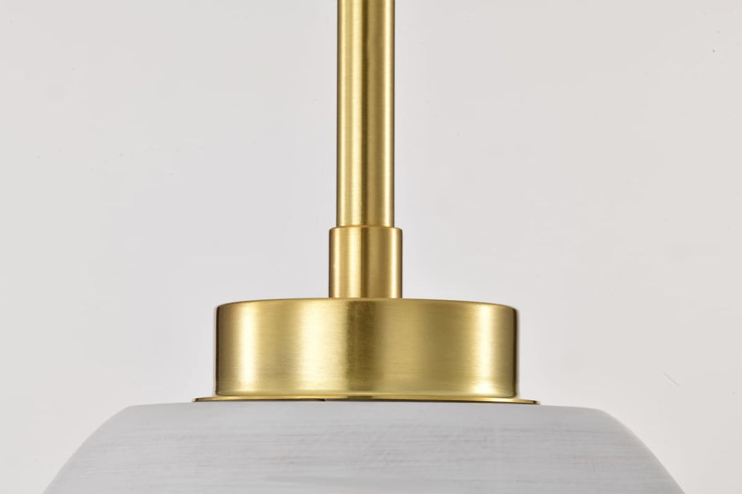 Mini Pendant Nuvo 60-8002 Collins - 8 Inch Mini Pendant - Ceramic with Gold Accents - Brushed Brass Finish Nuvo