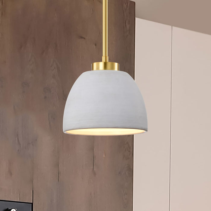 Mini Pendant Nuvo 60-8002 Collins - 8 Inch Mini Pendant - Ceramic with Gold Accents - Brushed Brass Finish Nuvo
