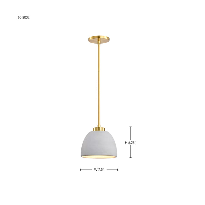 Mini Pendant Nuvo 60-8002 Collins - 8 Inch Mini Pendant - Ceramic with Gold Accents - Brushed Brass Finish Nuvo