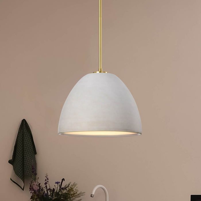 Pendant Nuvo 60-8003 Collins - 14 Inch Pendant - Ceramic with Gold Accents - Brushed Brass Finish Nuvo