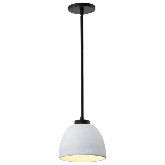 Mini Pendant Nuvo 60-8012 Collins - 8 Inch Mini Pendant - Ceramic with Silver Accents - Matte Black Finish Nuvo
