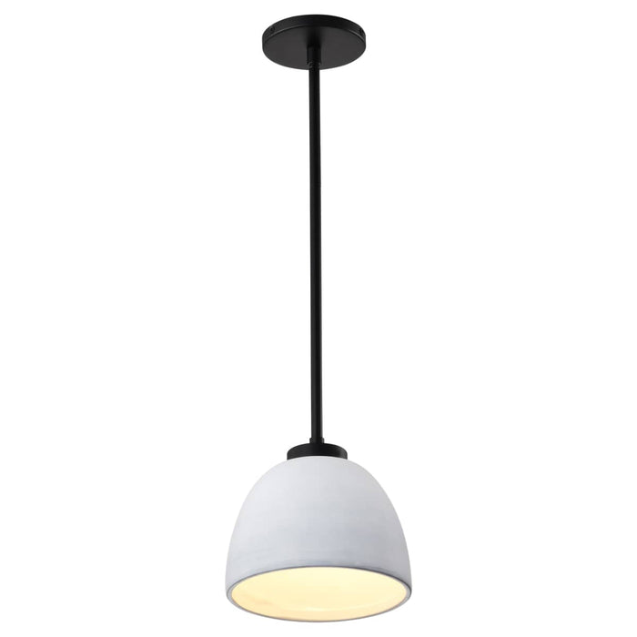 Mini Pendant Nuvo 60-8012 Collins - 8 Inch Mini Pendant - Ceramic with Silver Accents - Matte Black Finish Nuvo