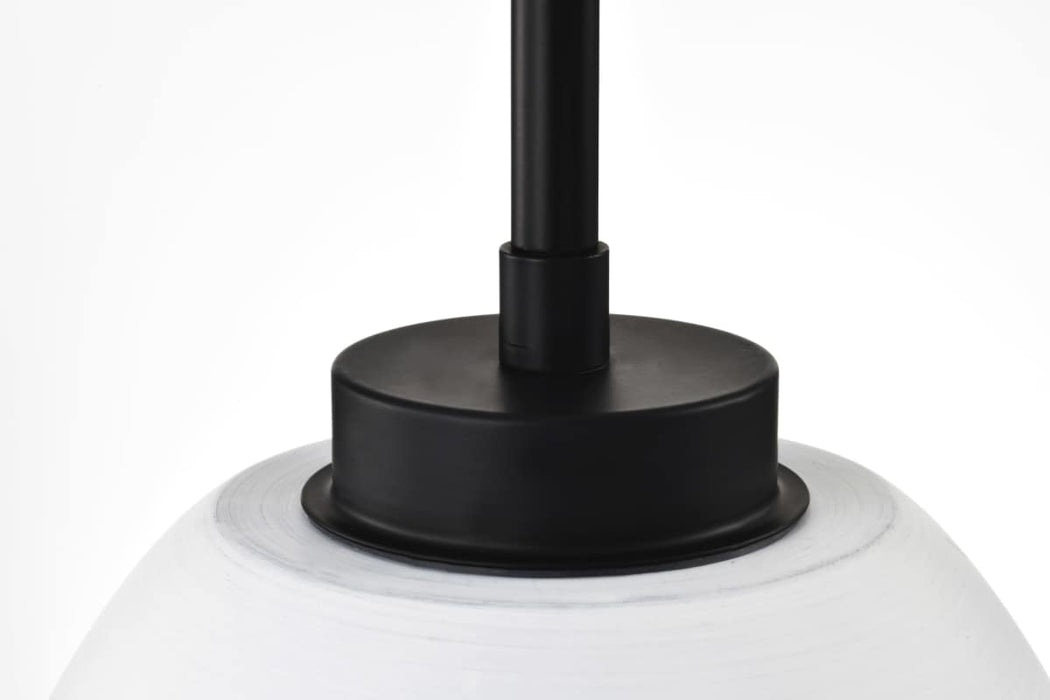 Mini Pendant Nuvo 60-8012 Collins - 8 Inch Mini Pendant - Ceramic with Silver Accents - Matte Black Finish Nuvo