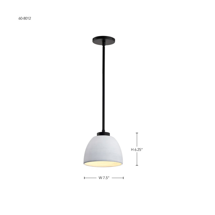 Mini Pendant Nuvo 60-8012 Collins - 8 Inch Mini Pendant - Ceramic with Silver Accents - Matte Black Finish Nuvo