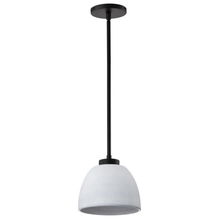 Mini Pendant Nuvo 60-8012 Collins - 8 Inch Mini Pendant - Ceramic with Silver Accents - Matte Black Finish Nuvo