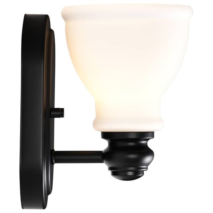 Vanity Nuvo 60-8021 Russel - 1 Light Vanity - Matte Black with Satin White Glass Nuvo