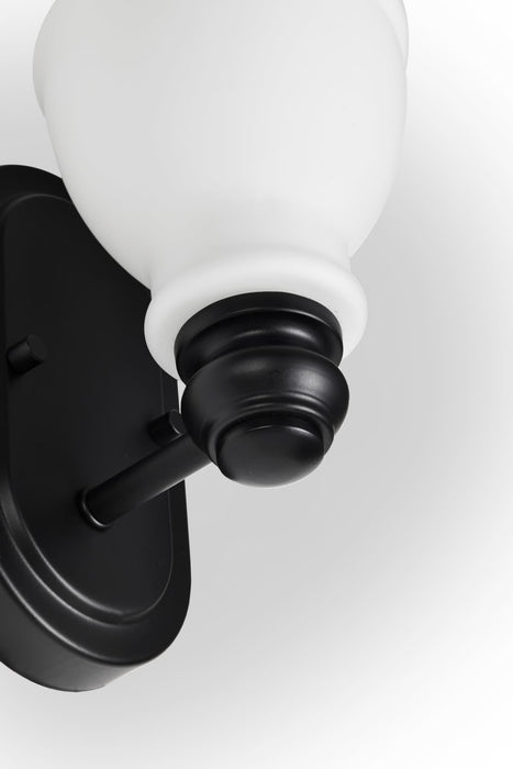Vanity Nuvo 60-8021 Russel - 1 Light Vanity - Matte Black with Satin White Glass Nuvo