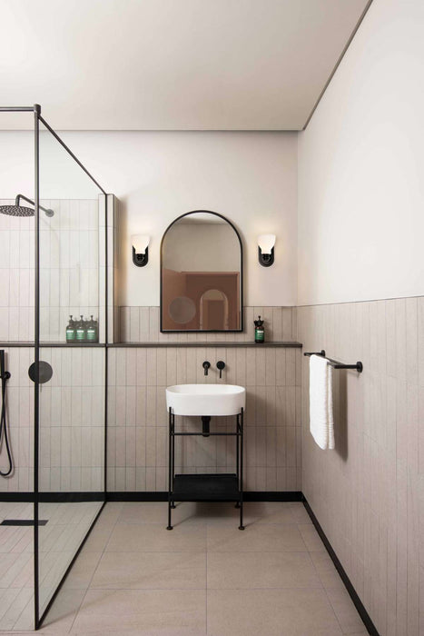 Vanity Nuvo 60-8021 Russel - 1 Light Vanity - Matte Black with Satin White Glass Nuvo