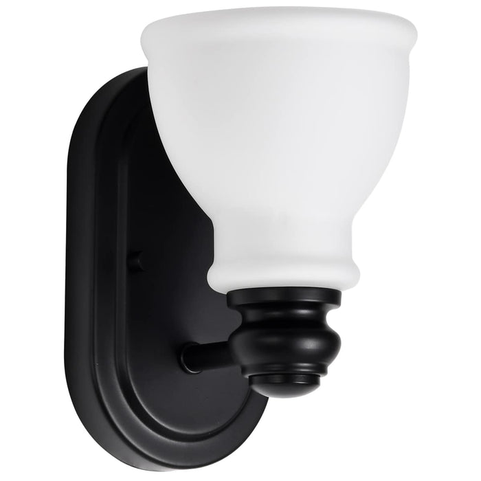 Vanity Nuvo 60-8021 Russel - 1 Light Vanity - Matte Black with Satin White Glass Nuvo