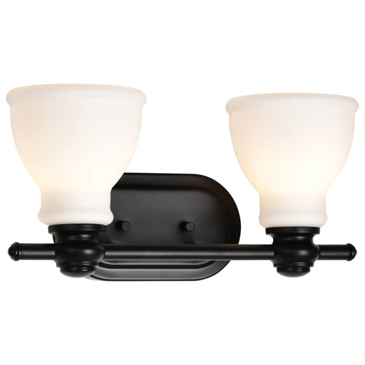 Vanity Nuvo 60-8022 Russel - 2 Light Vanity - Matte Black with Satin White Glass Nuvo
