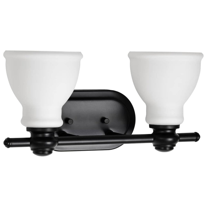Vanity Nuvo 60-8022 Russel - 2 Light Vanity - Matte Black with Satin White Glass Nuvo
