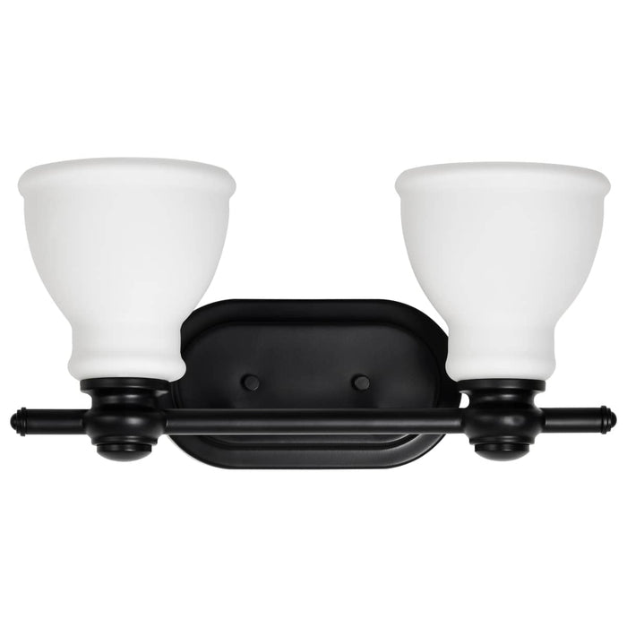 Vanity Nuvo 60-8022 Russel - 2 Light Vanity - Matte Black with Satin White Glass Nuvo