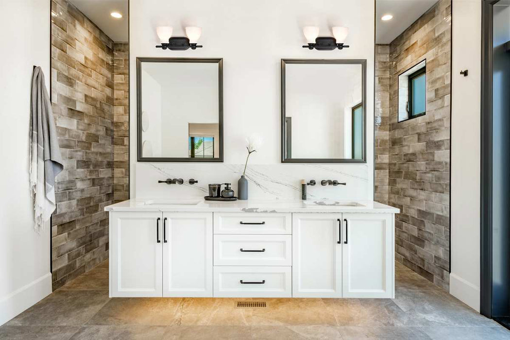 Vanity Nuvo 60-8022 Russel - 2 Light Vanity - Matte Black with Satin White Glass Nuvo