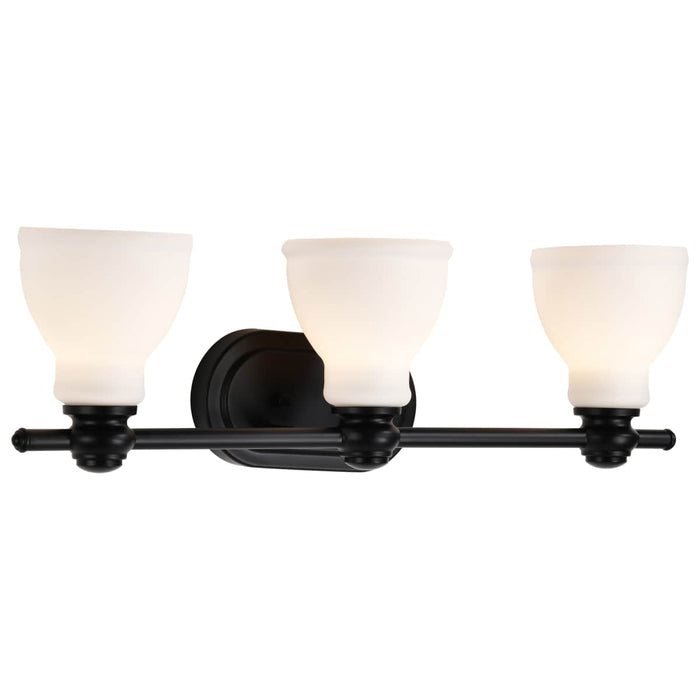 Vanity Nuvo 60-8023 Russel - 3 Light Vanity - Matte Black with Satin White Glass Nuvo
