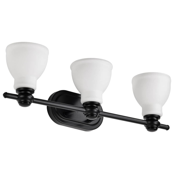 Vanity Nuvo 60-8023 Russel - 3 Light Vanity - Matte Black with Satin White Glass Nuvo
