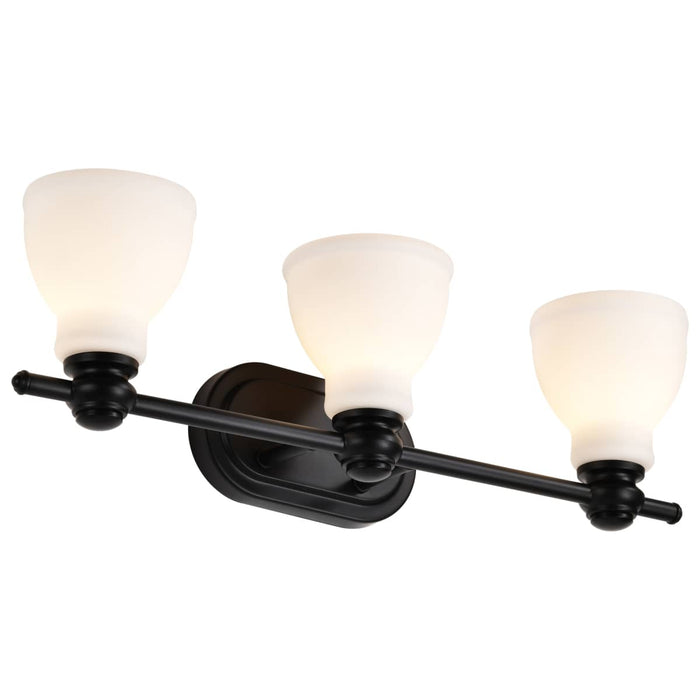 Vanity Nuvo 60-8023 Russel - 3 Light Vanity - Matte Black with Satin White Glass Nuvo