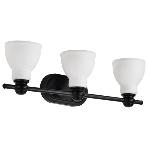 Vanity Nuvo 60-8023 Russel - 3 Light Vanity - Matte Black with Satin White Glass Nuvo